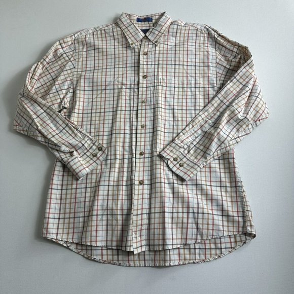 Pendleton Broadway Cloth Mini Plaid Cotton Button Down Shirt Mens Size‎ Large - Picture 1 of 9